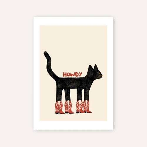 Howdy cat A3 print