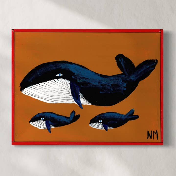 Whale family A3 print