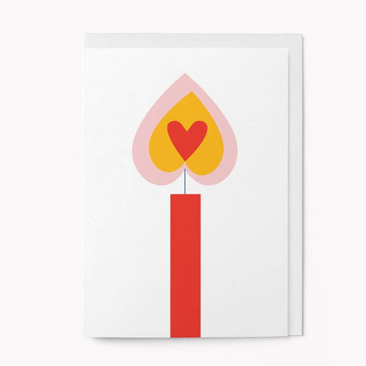 Single birthday candle heart card