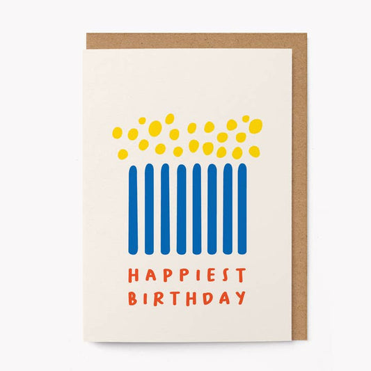 Happiest birthday blue candles card