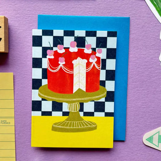 Cake on cake stand mini card