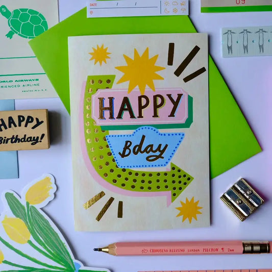 Happy birthday retro sign card