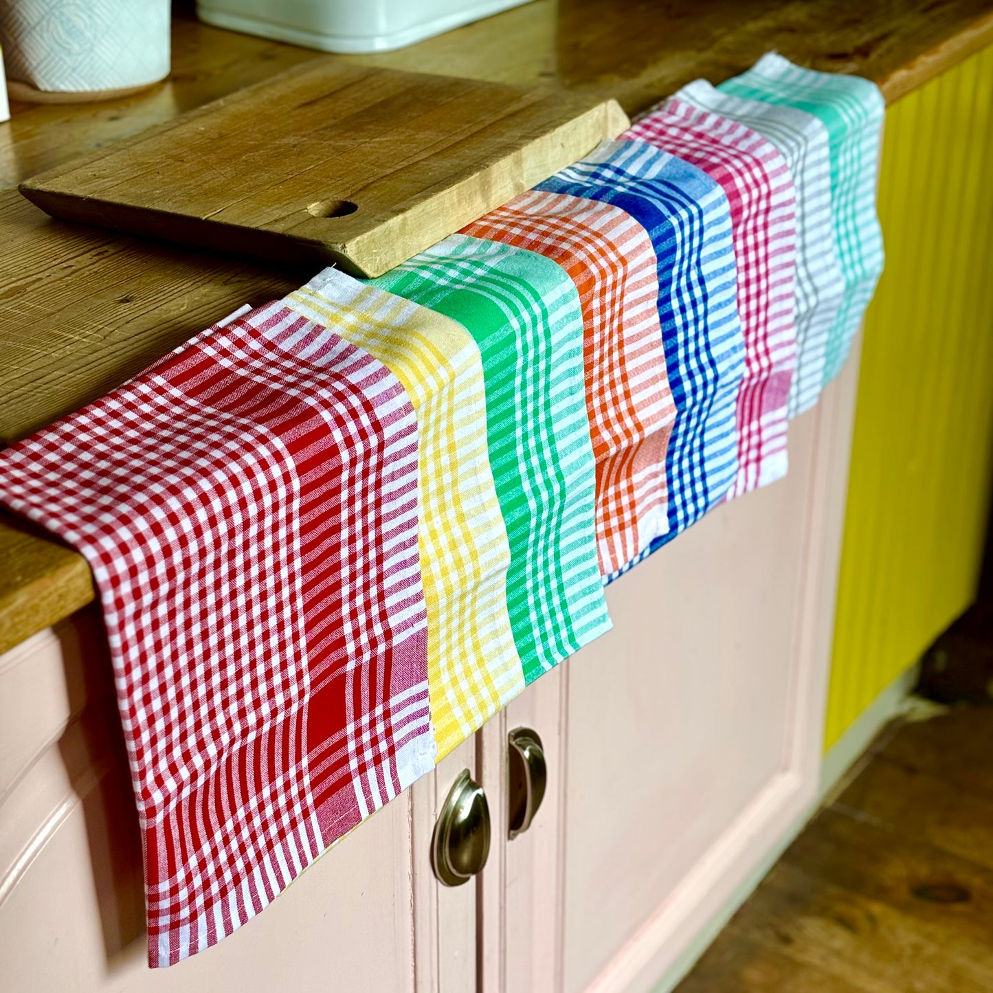 Cotton checked tea towel
