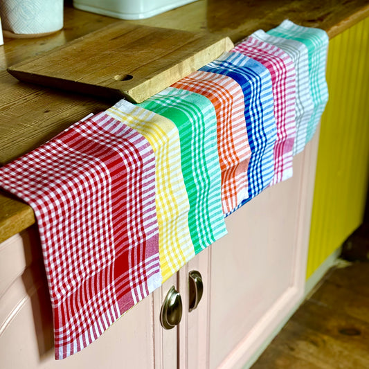 Cotton checked tea towel