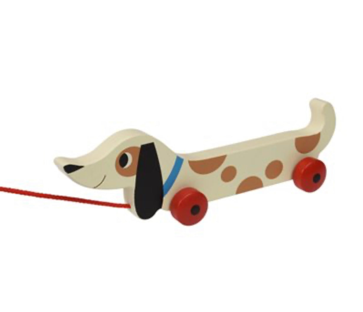 Sausage dog wooden pull toy