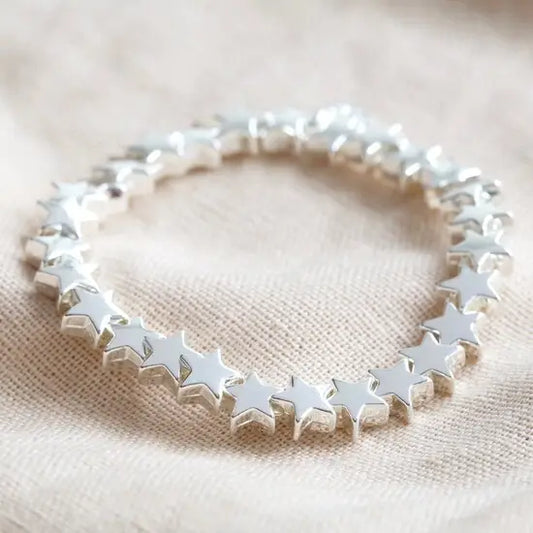 Silver star stretchy bracelet