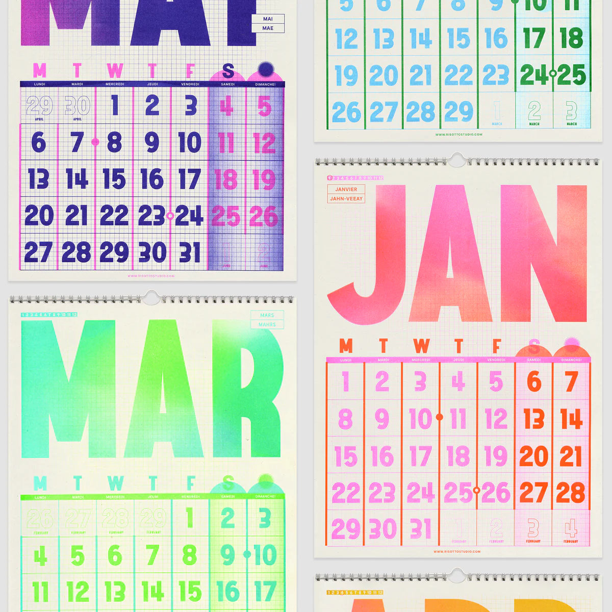 2024 riso printed wall calendar