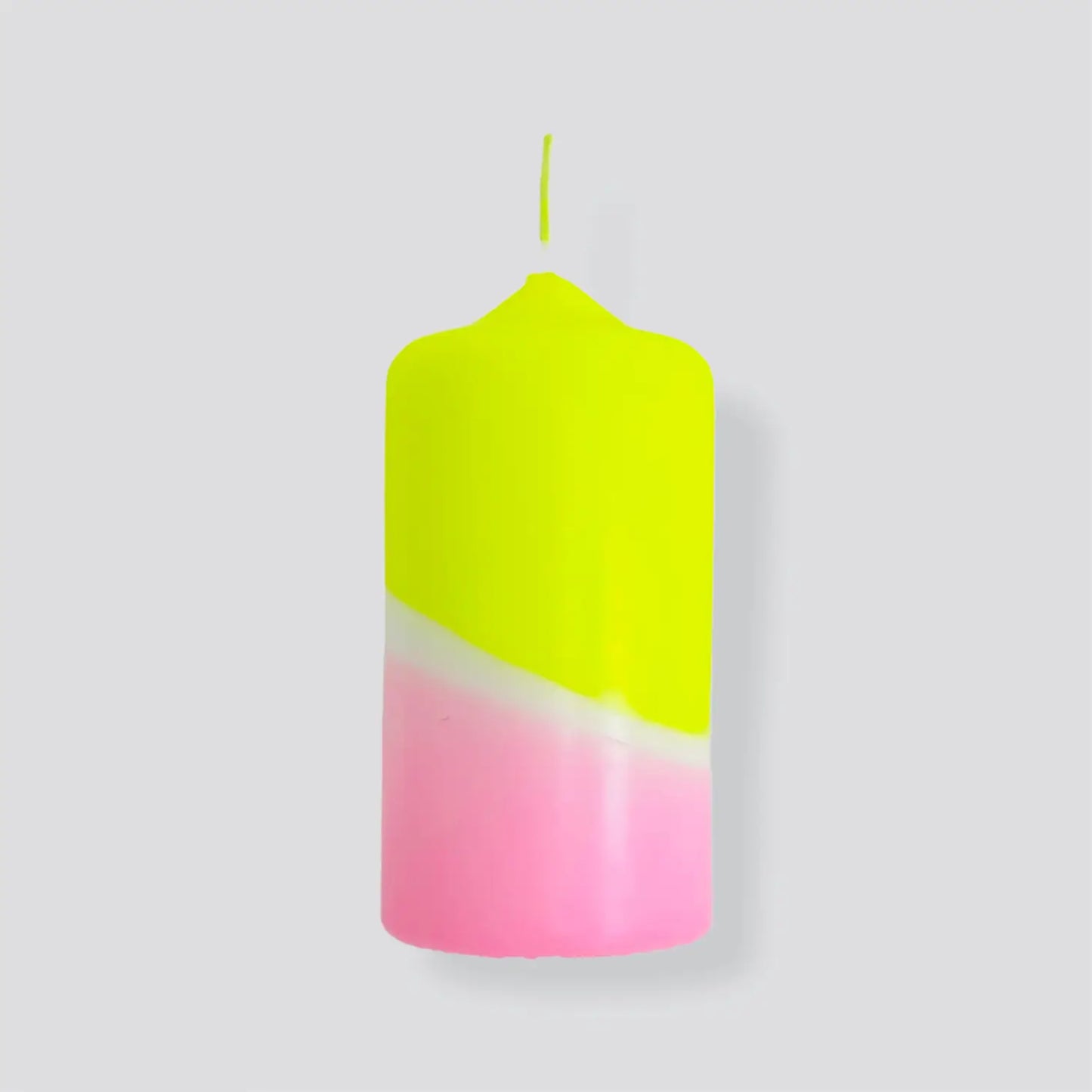 Neon dipped pillar candle