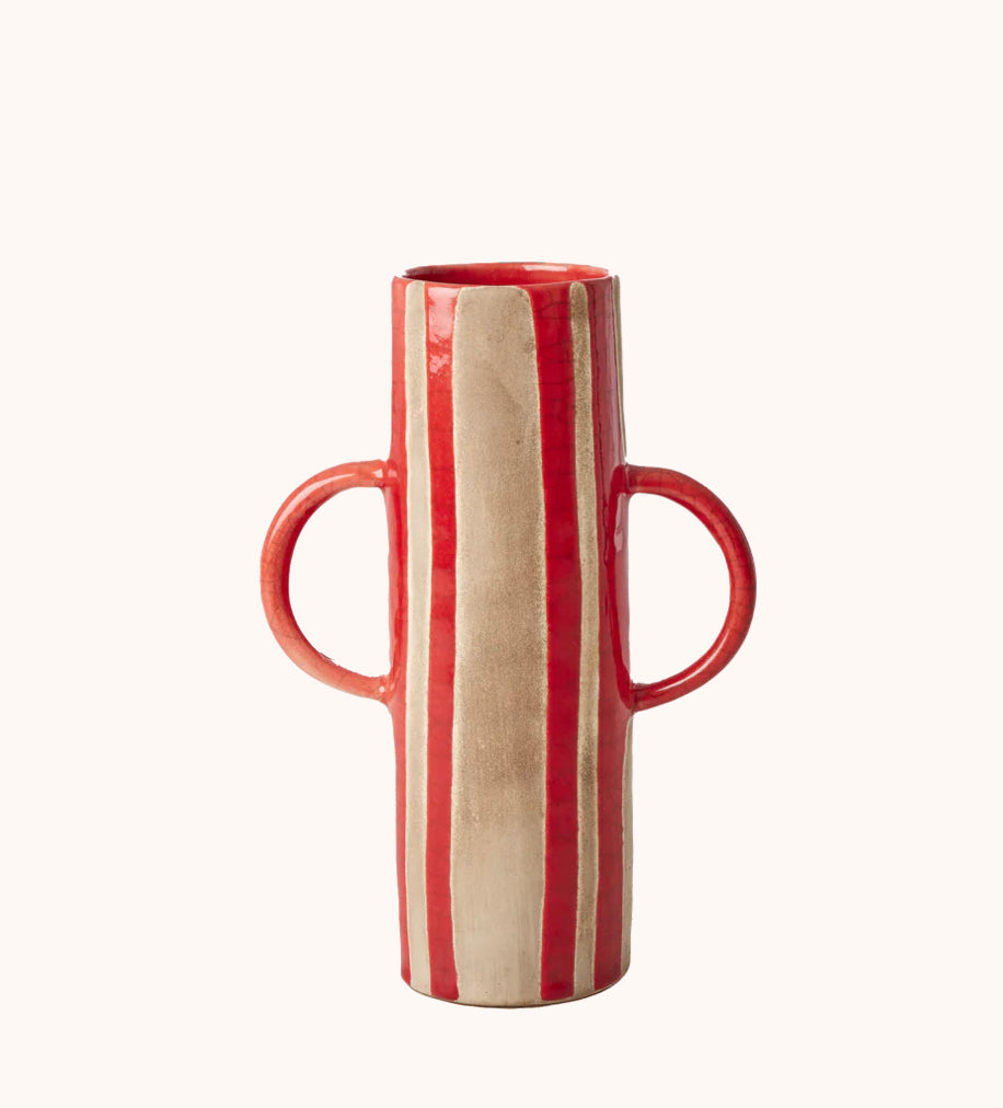 Red striped vase