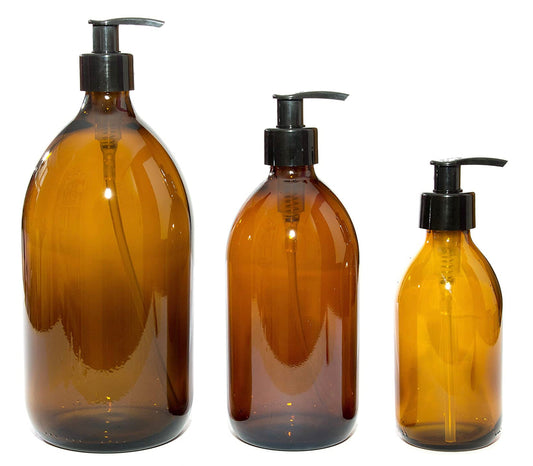 Amber glass bottles