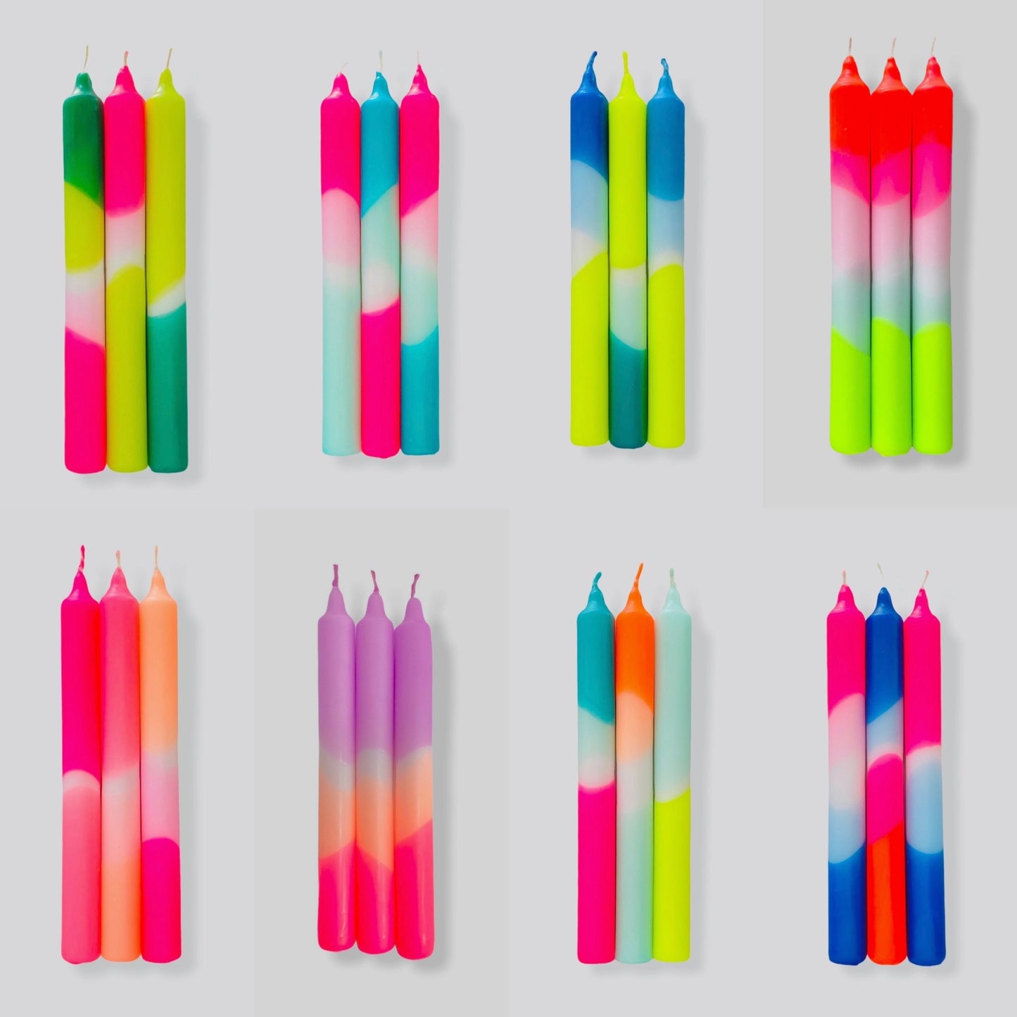 Neon dipped candles