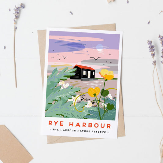 Rye harbour greetings card