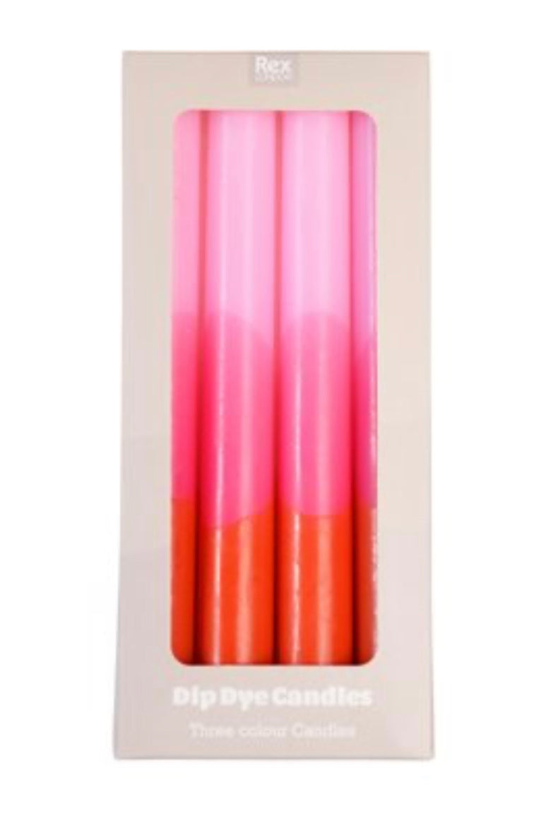 Dip dye candles - orange and pink