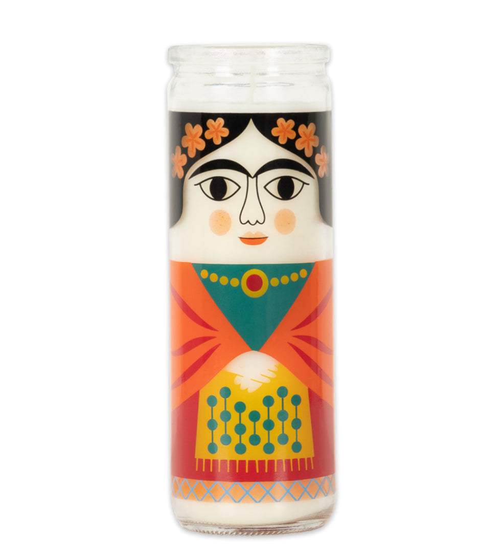 Frida and Diego glass candle