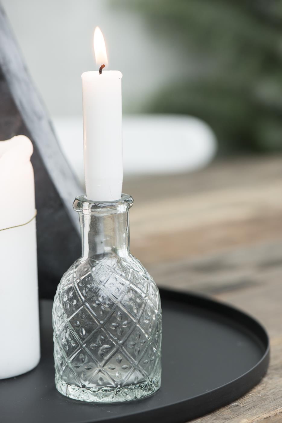 Glass candle holder - harlequin pattern