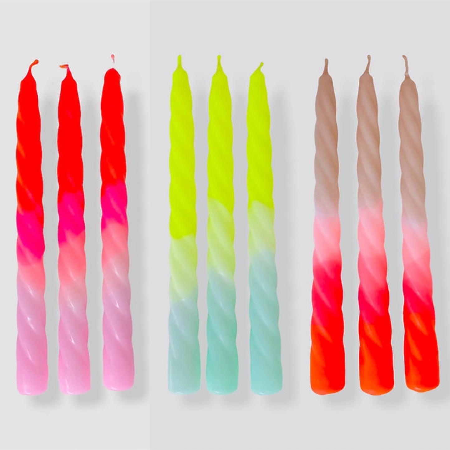 Neon twisted candles