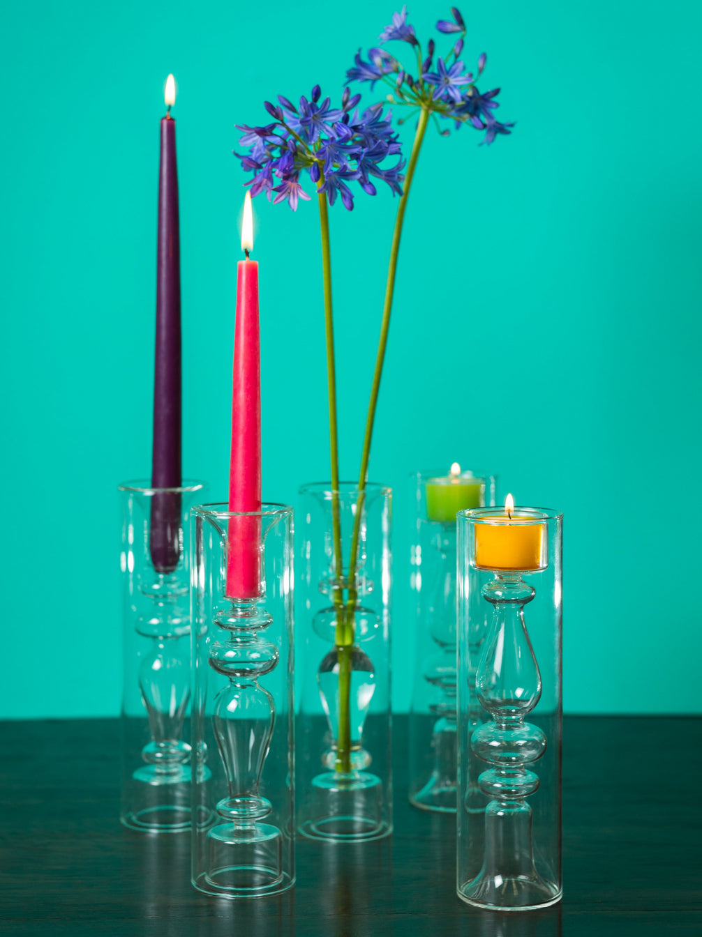 Glass candlestick vase