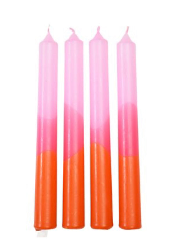 Dip dye candles - orange and pink