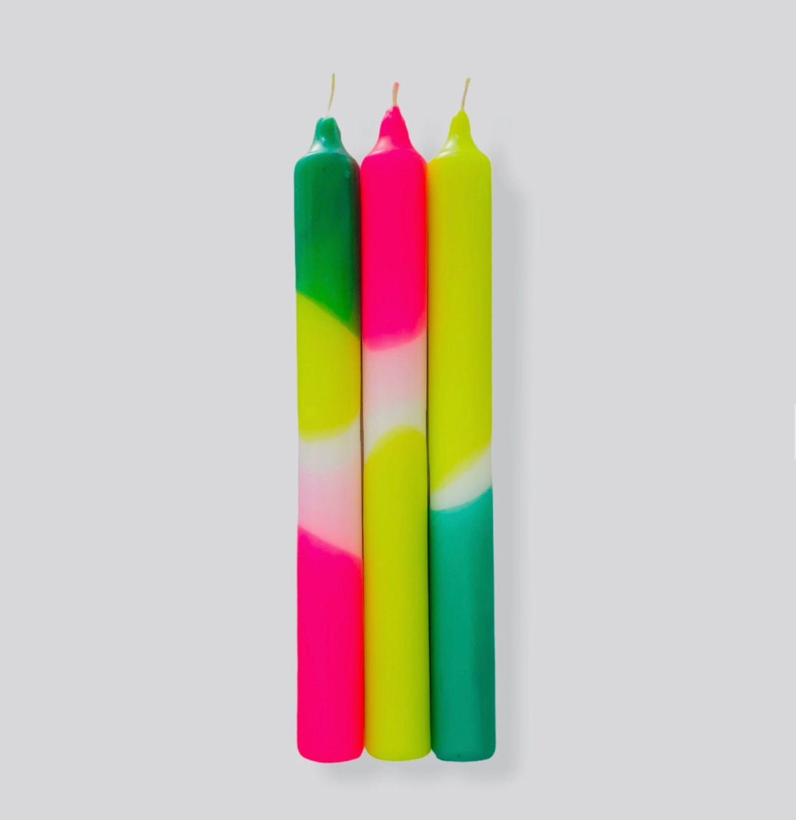 Neon dipped candles