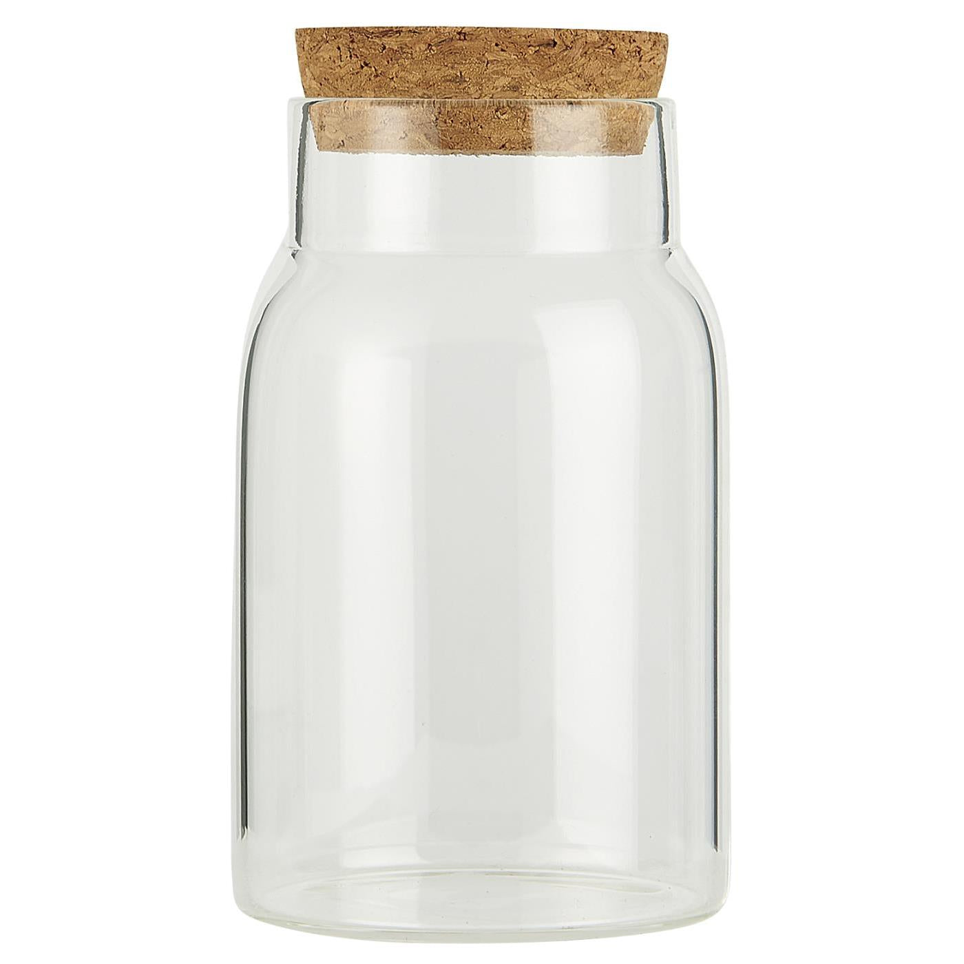 Glass jar with cork lid