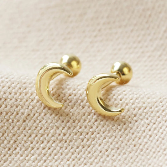 Small moon stud earrings