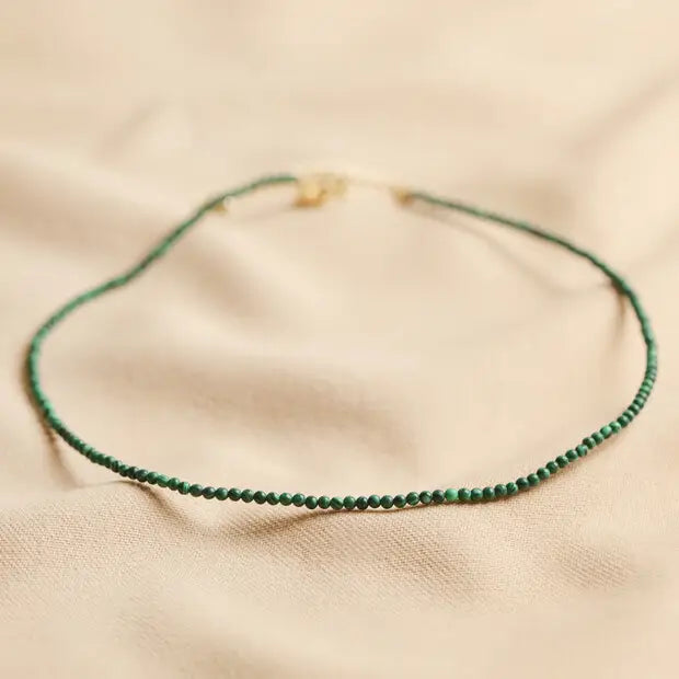 Tiny green Malachite bead necklace