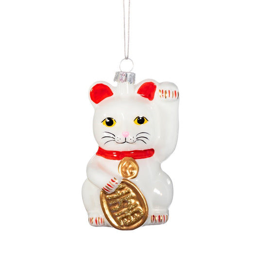 White lucky cat decoration