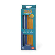 Set of 6 stainless steel straws and brush