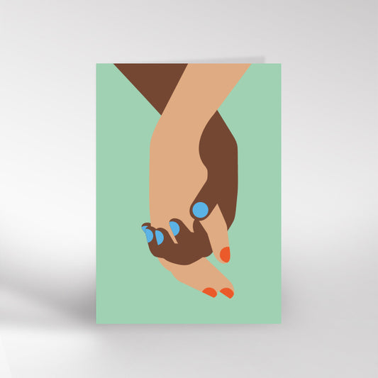 Holding hands card GREEN