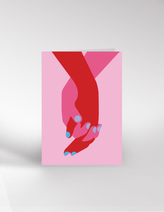 Holding hands card PINK