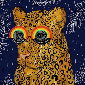 Leopard rainbow eyes card