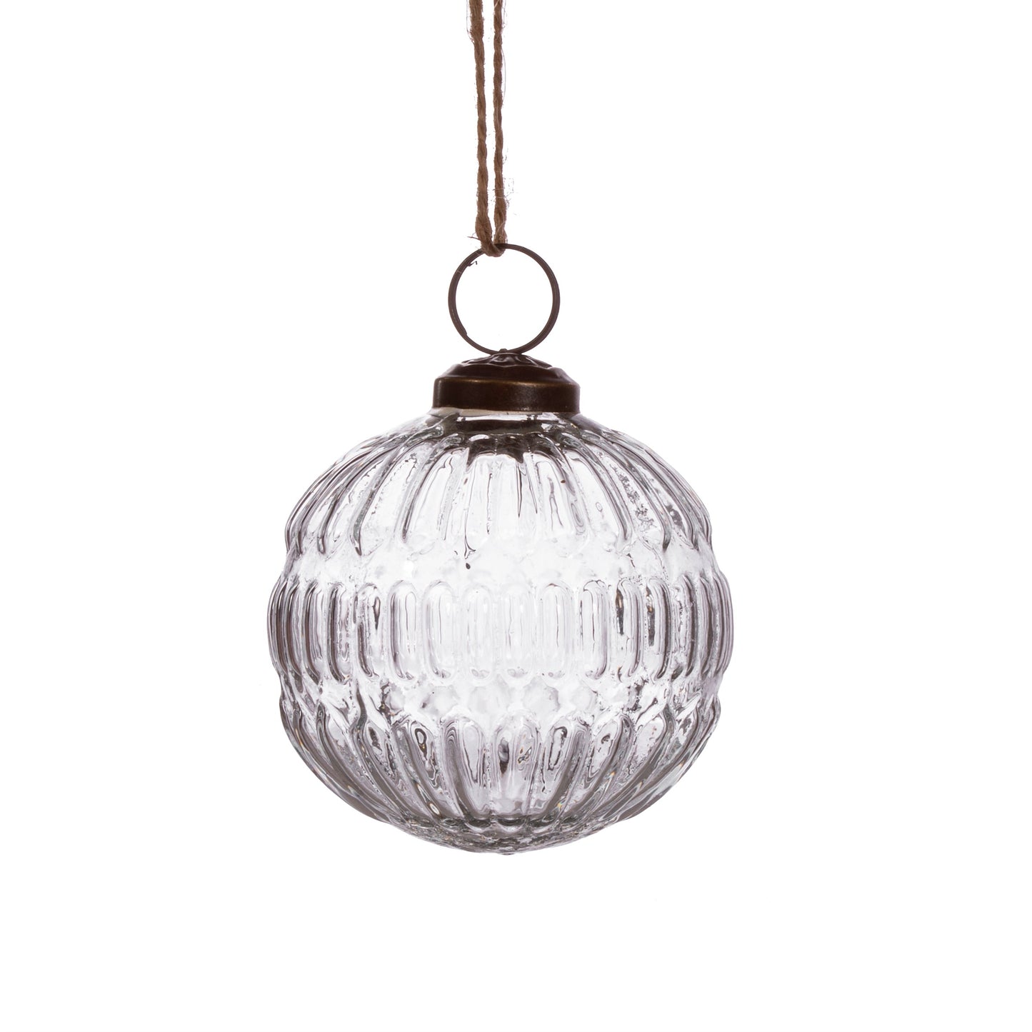Clear grooved glass bauble