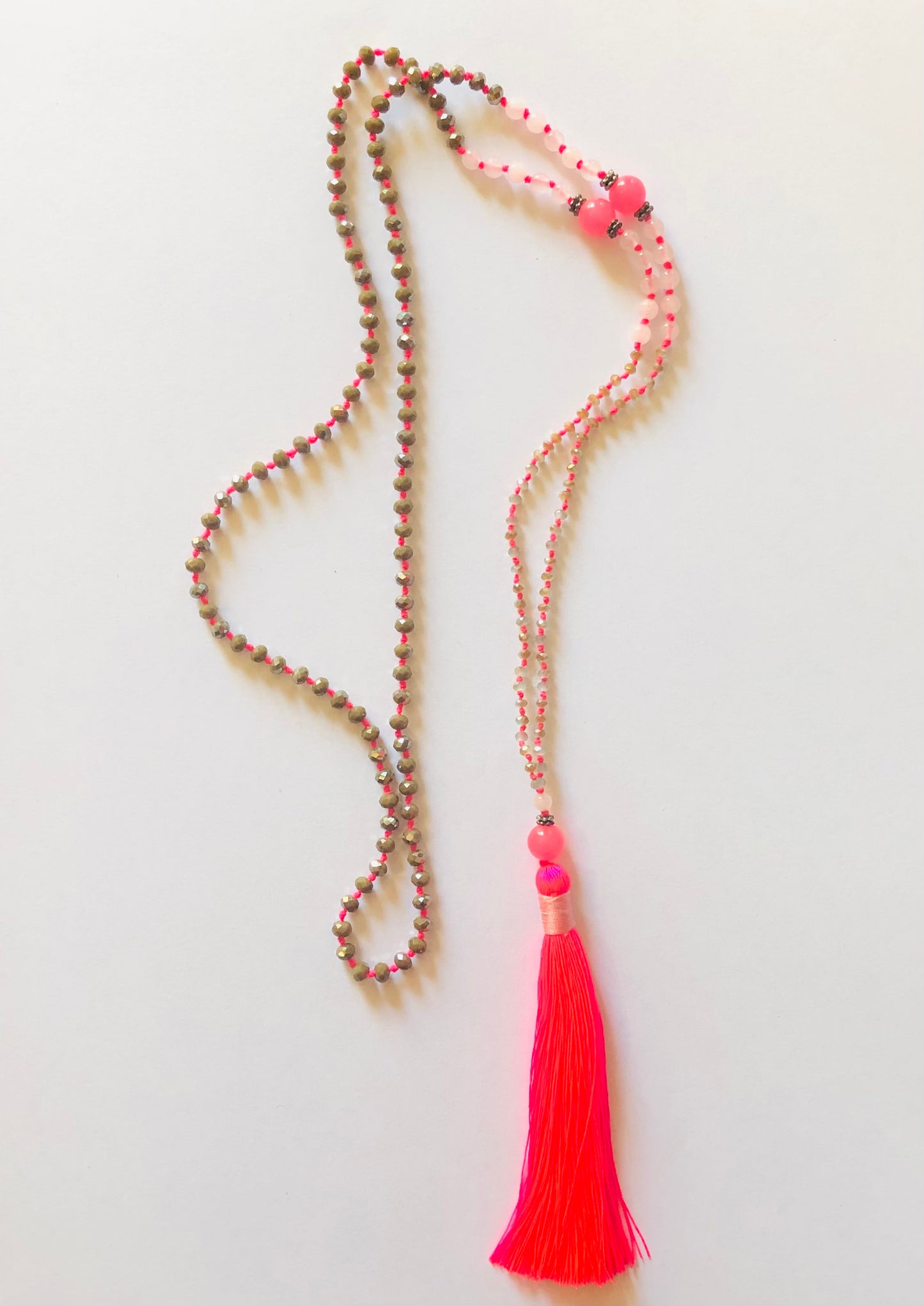 Funfair pink tassel necklace